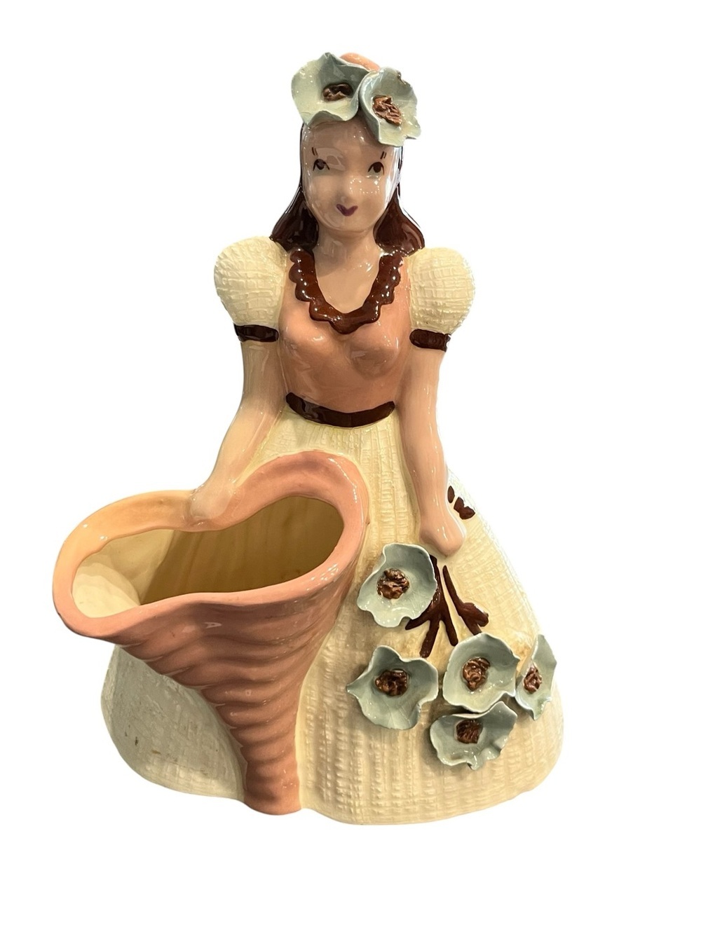 Hedi Schoop Pottery Vase Lady With Blue Flowers